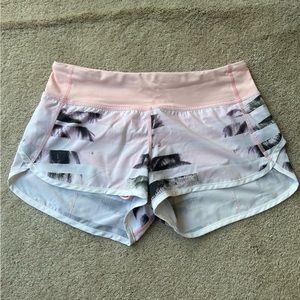 Lulu lemon athletica pink palm tree stripe shorts